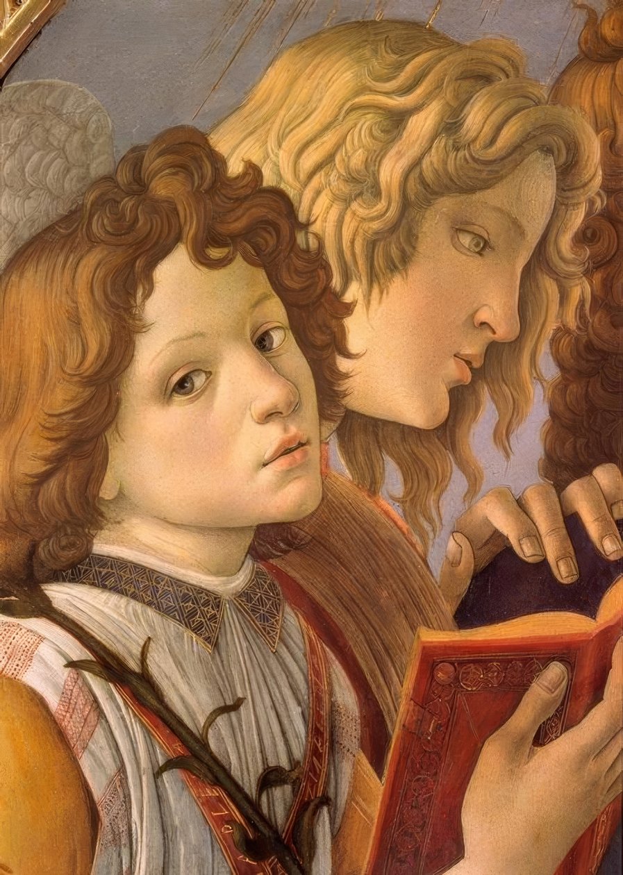 çocuk ve altı melek ile Meryem by Sandro Botticelli