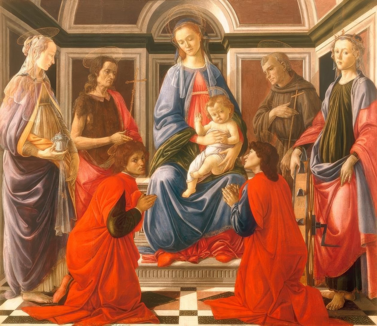 Madonna çocukla birlikte tahta çıktı ve by Sandro Botticelli
