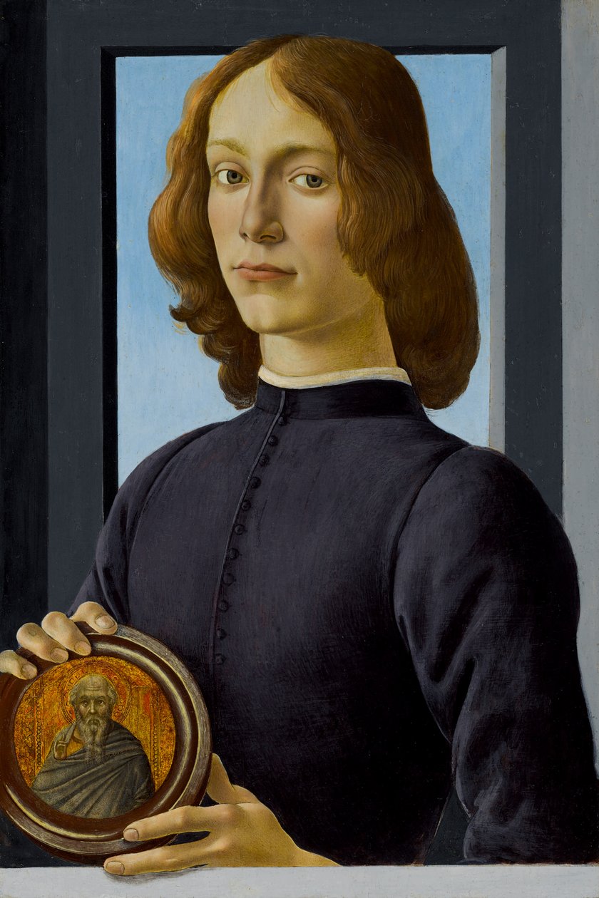Bir Roundel Tutan Genç Adam, c. 1480. by Sandro Botticelli