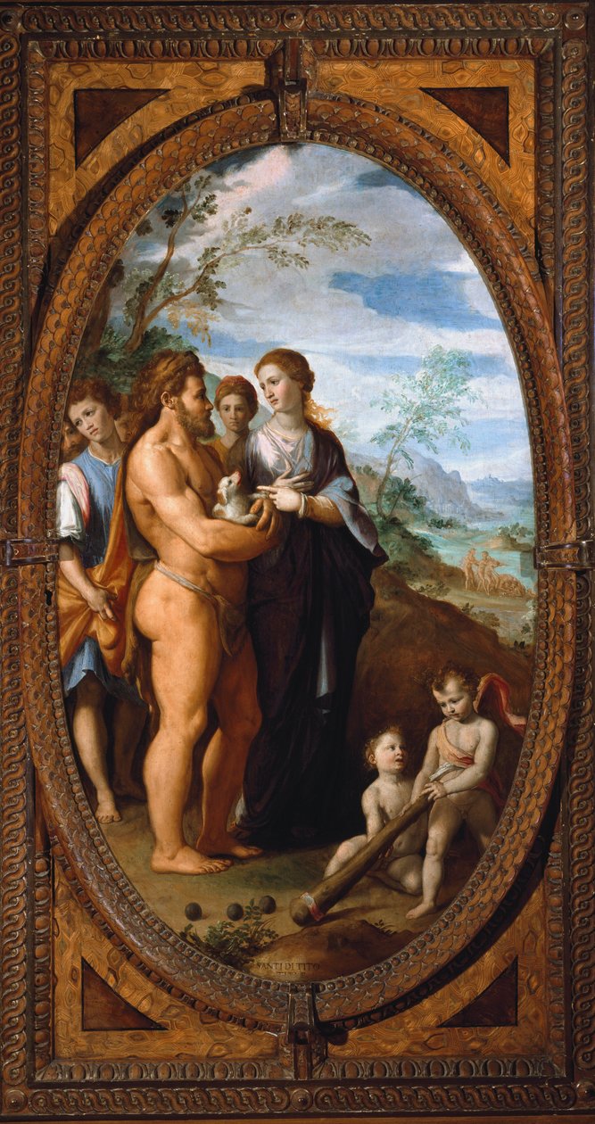 Herkül ve Omphale (tuval üzerine yağlı boya by Santi di Tito