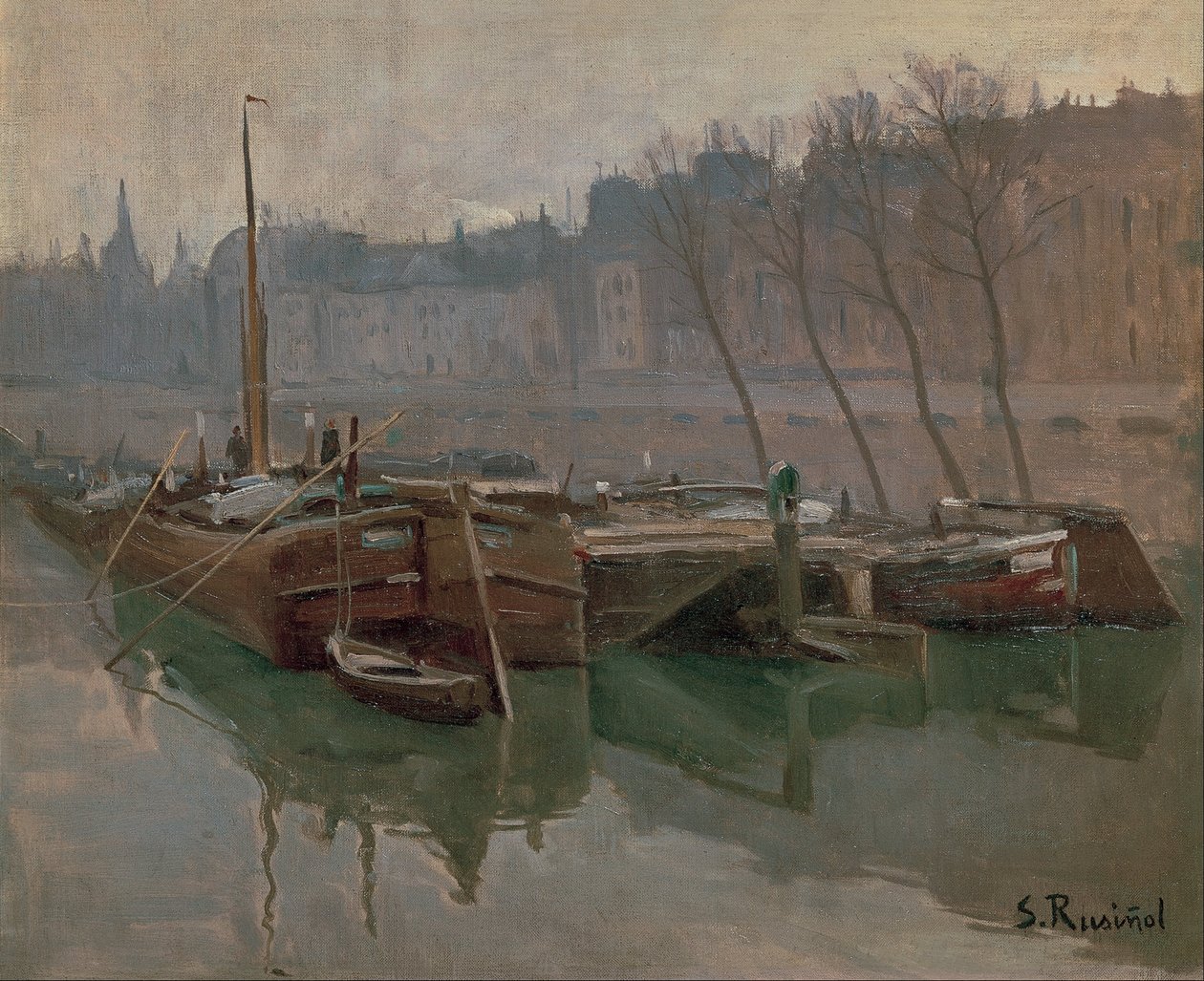 Sen Nehri üzerindeki tekneler by Santiago Rusiñol