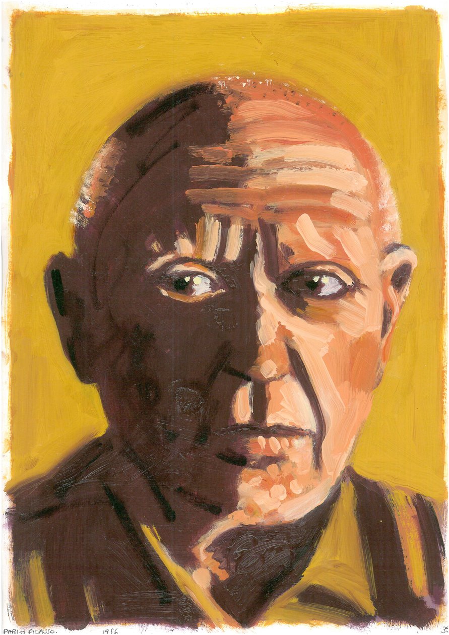 Pablo Picasso, 2008 (kağıt üzerine yağlı boya) by Sara Hayward