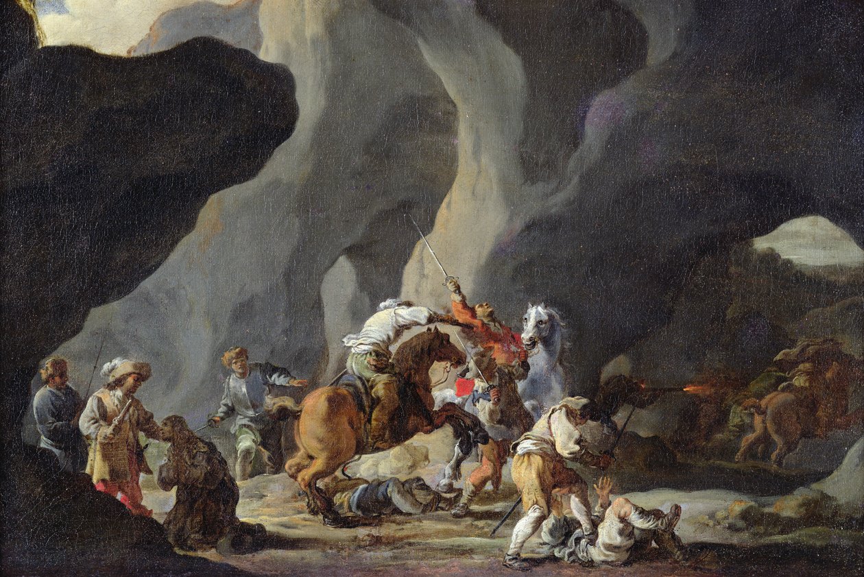 Yolcuların Saldırısı, c.1634-37 by Sébastien Bourdon