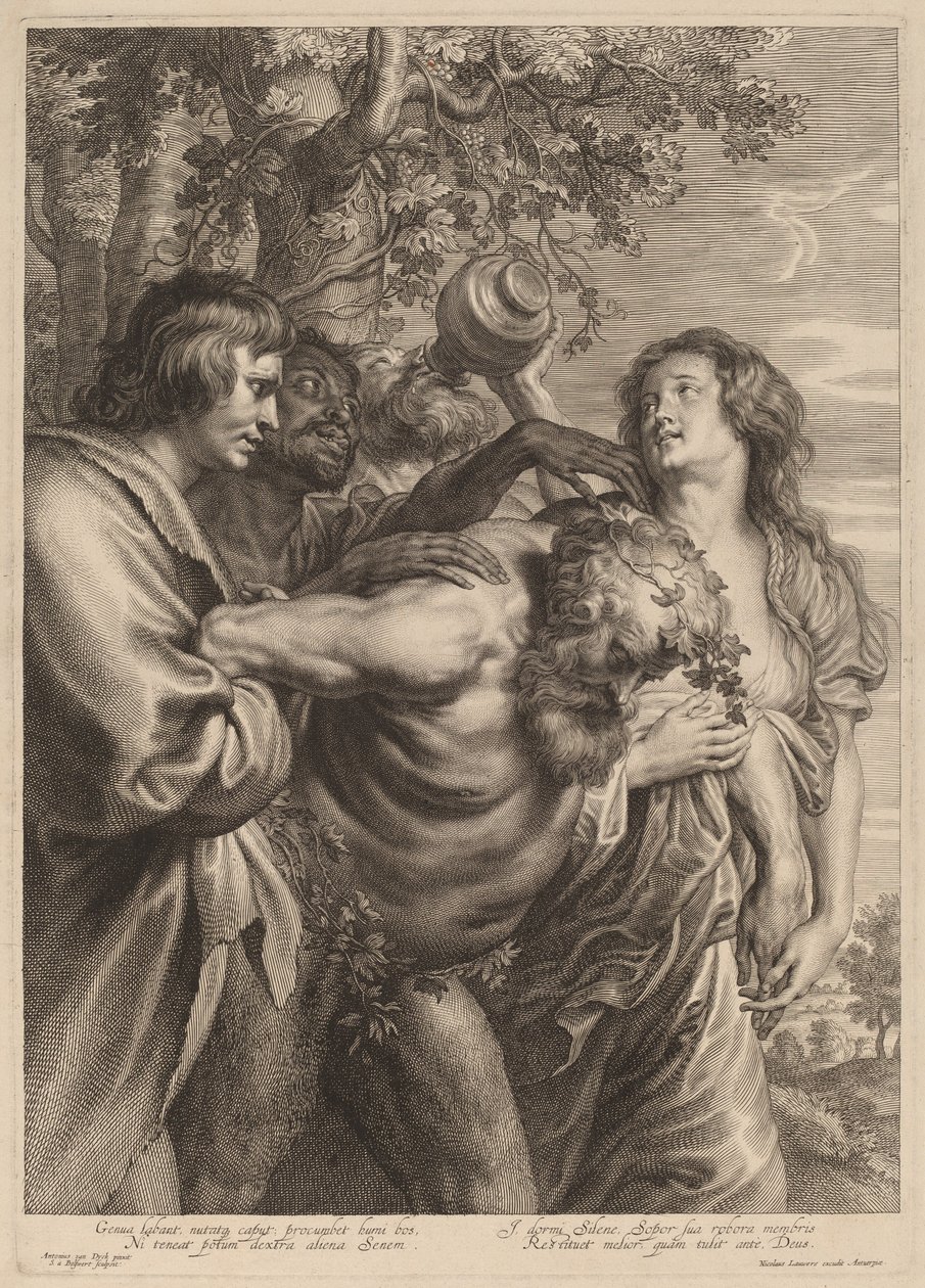 Sarhoş Silenus by Schelte Adams Bolswert after Sir Anthony van Dyck