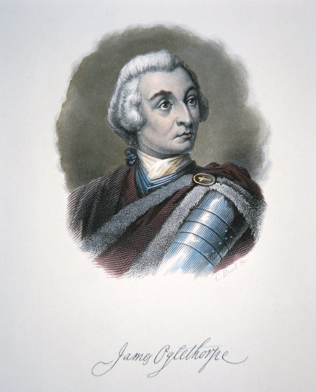 James Edward Oglethorpe (renkli taş) by School American