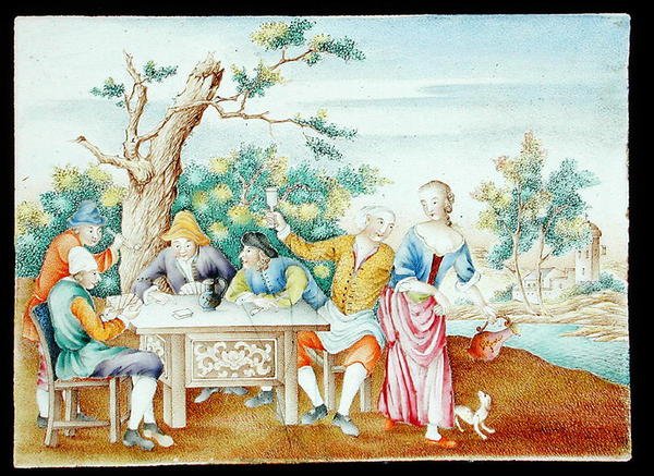 Bir aile gül tabağı, c.1740 (emaye) by School Chinese