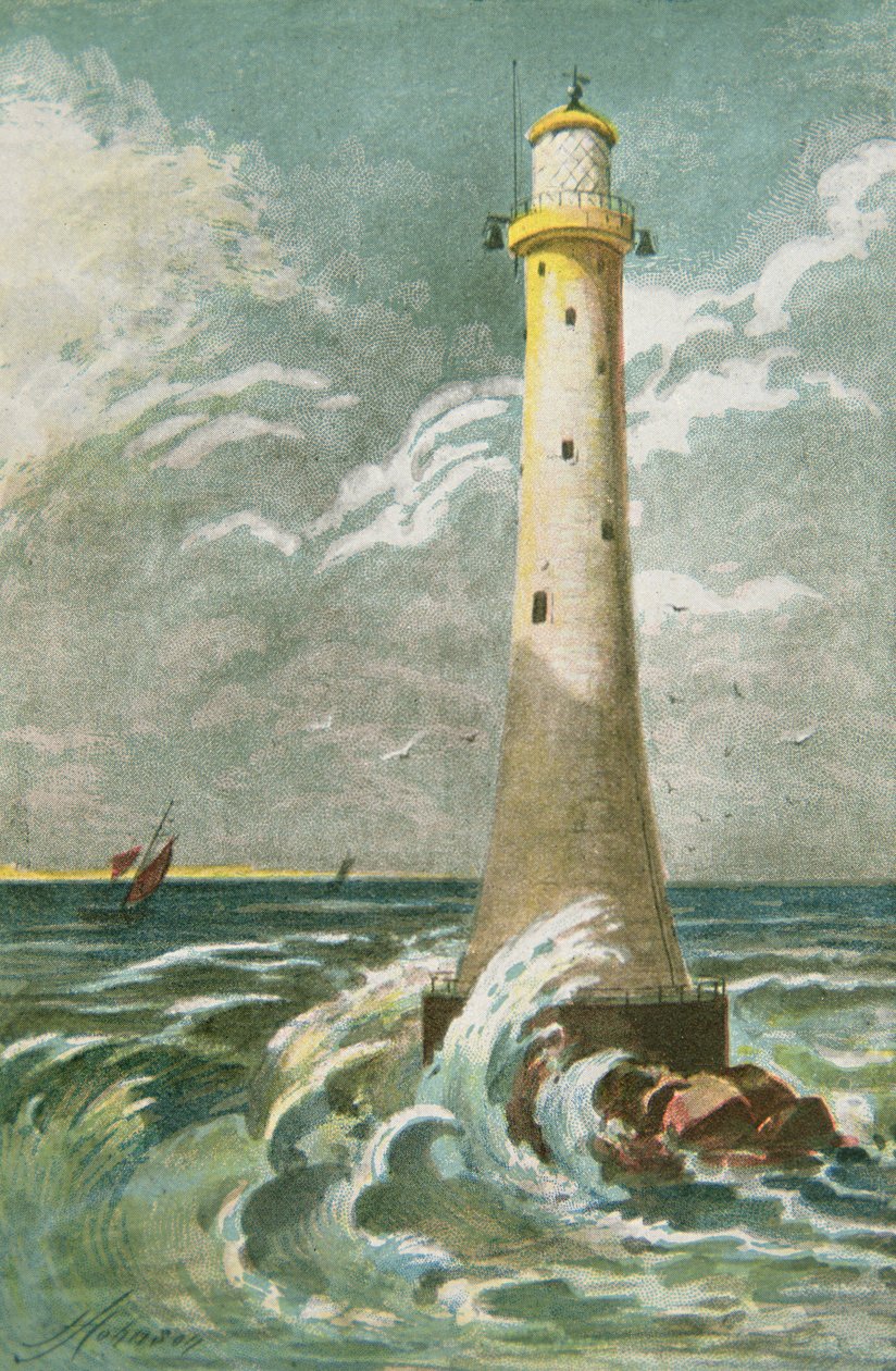Plymouth kapalı Eddystone Deniz Feneri (renkli taş) by School English