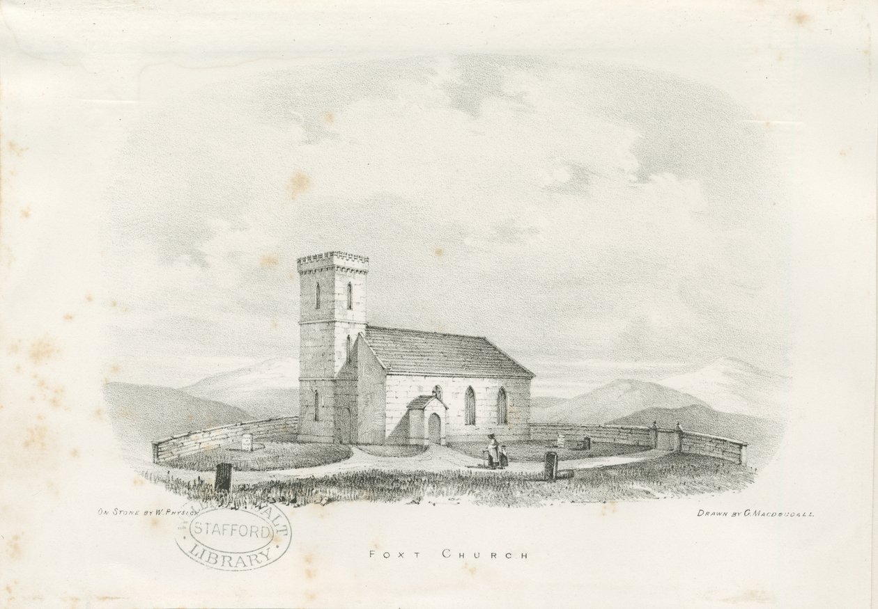 Foxt Kilisesi: litografi, nd [c 1840] (baskı) by School English