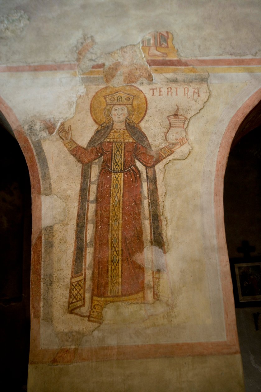 Aziz Catherine (fresk) by School Italian