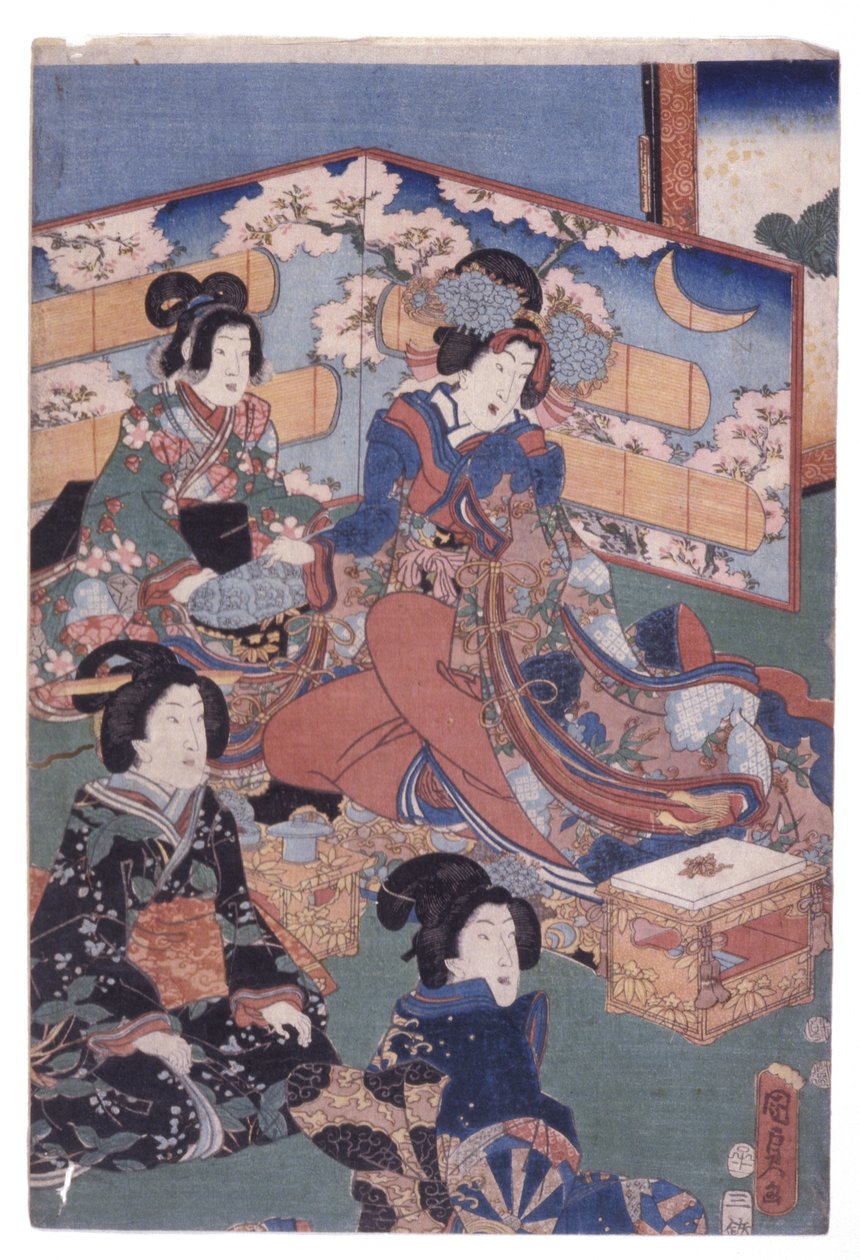 Lüks İç Sahne (Gezi) (renkli gravür) by School Japanese