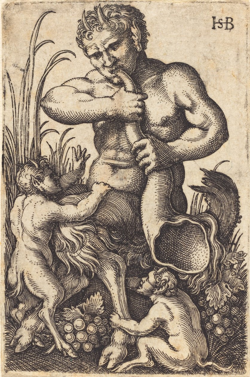 Korna üfleyen satir by Sebald Beham