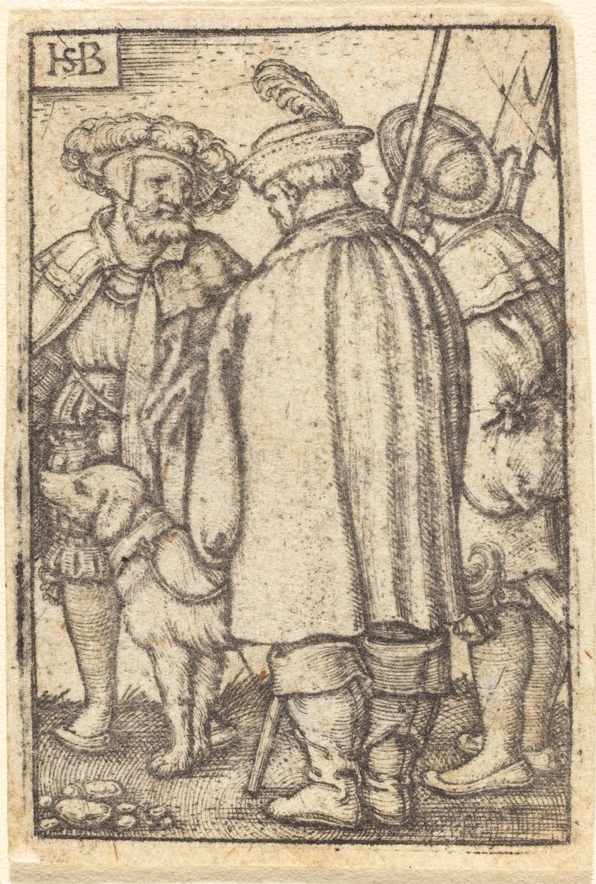 Üç Asker ve Bir Köpek by Sebald Beham