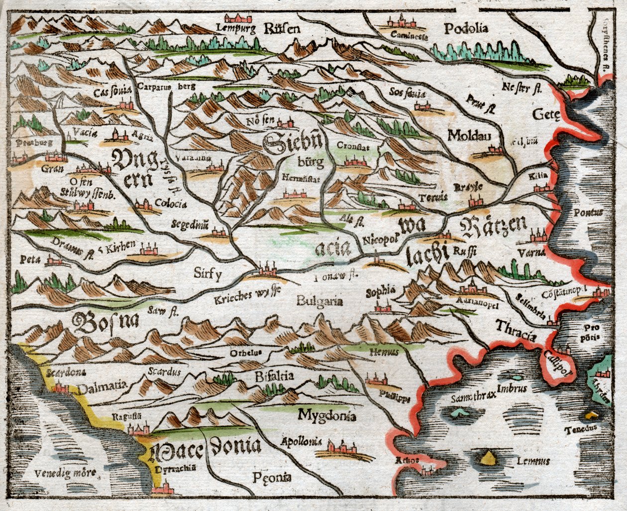 Doğu Avrupa ve Balkanlar 1575 by Sebastian Munster