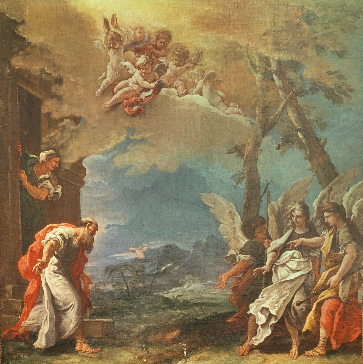İbrahim, Melekleri Karşılarken, c.1695 by Sebastiano Ricci