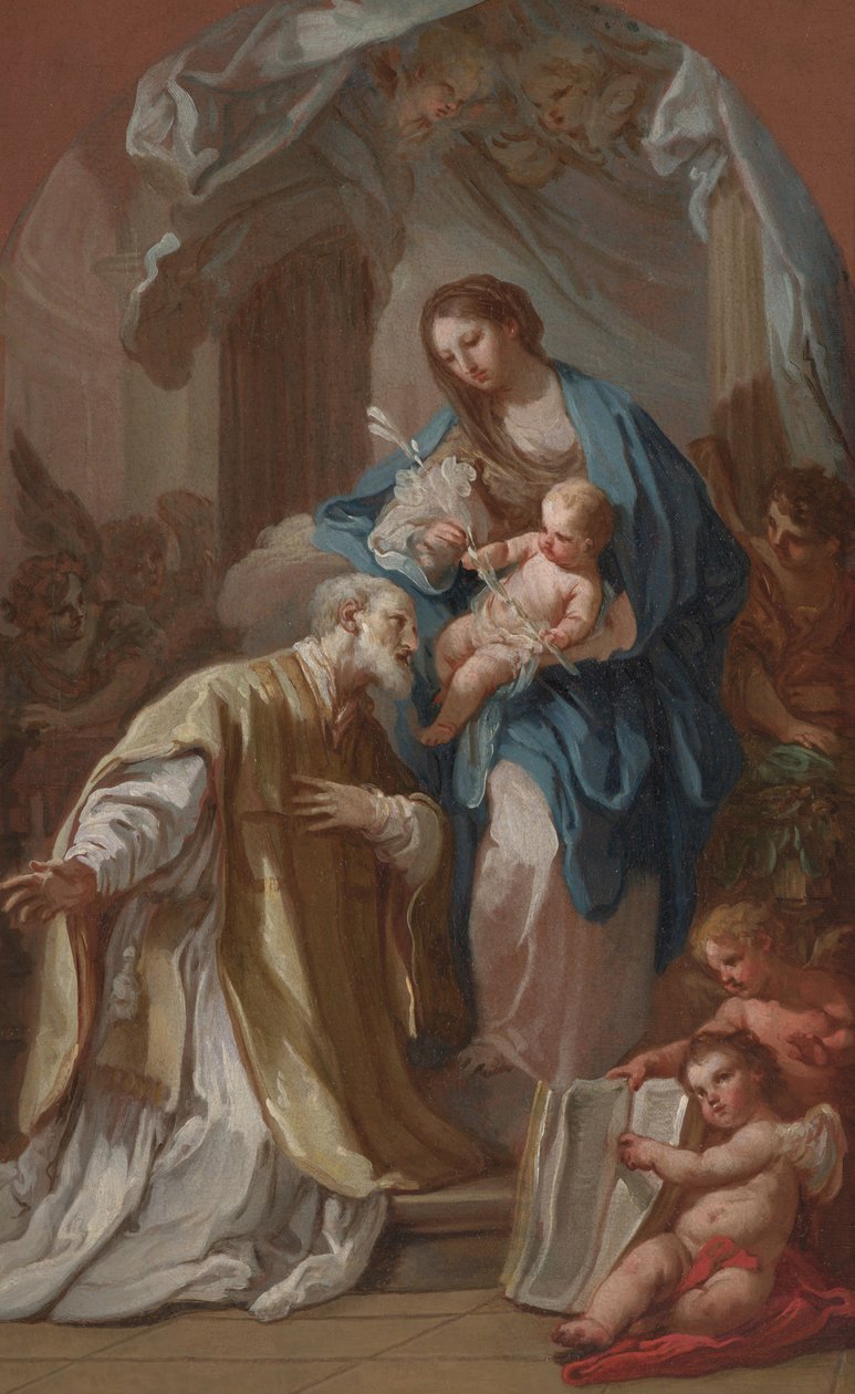 Aziz Philip Neri'ye Görünen Madonna by Sebastiano Conca