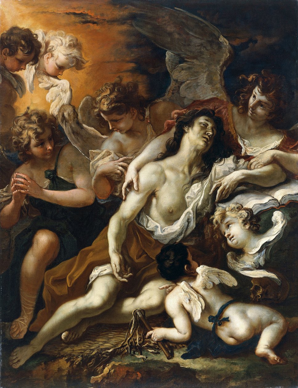 Melekler tarafından çevrili Aziz Mary Magdalen by Sebastiano Ricci