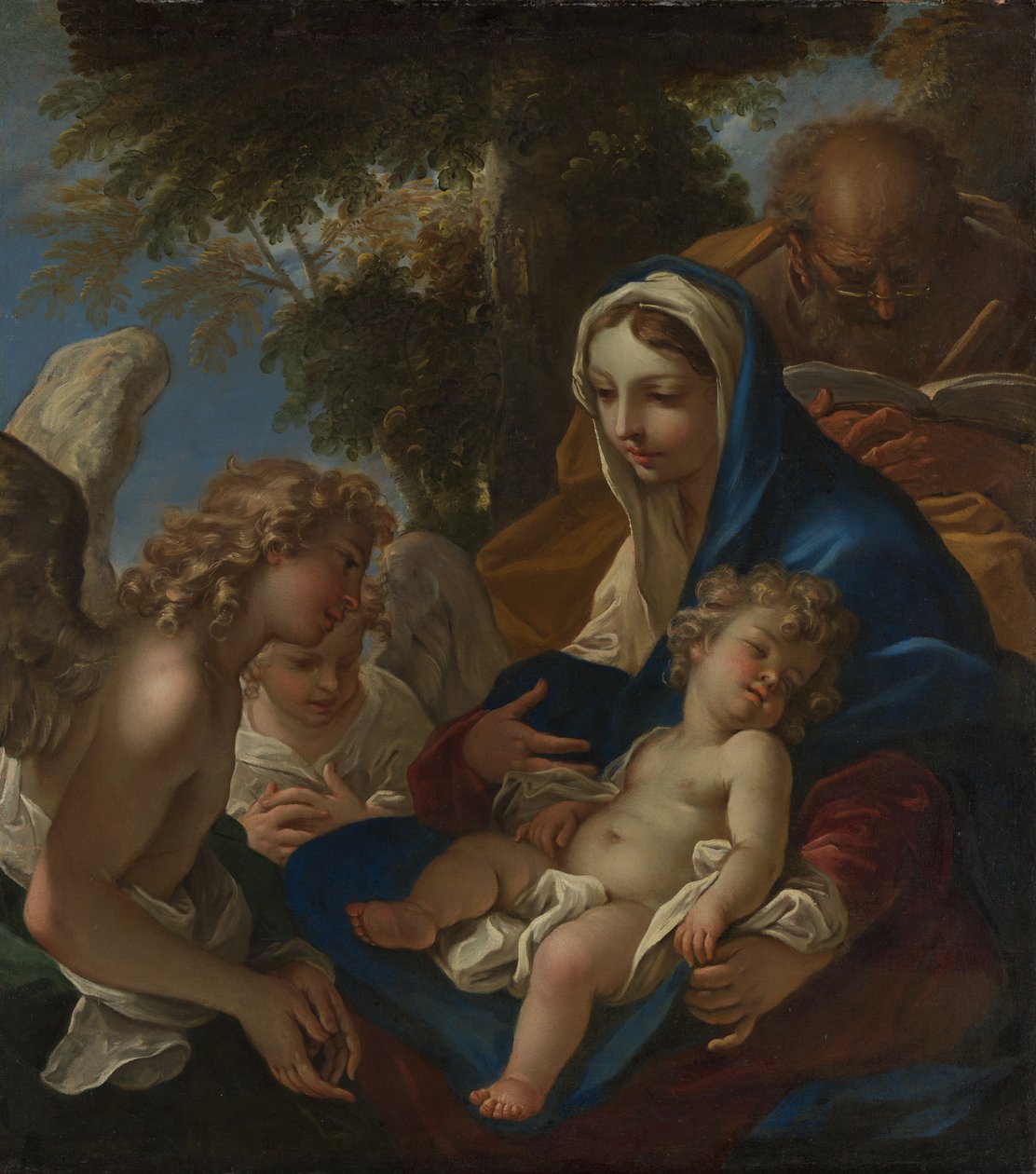 Meleklerle Kutsal Aile, ca. 1700. by Sebastiano Ricci