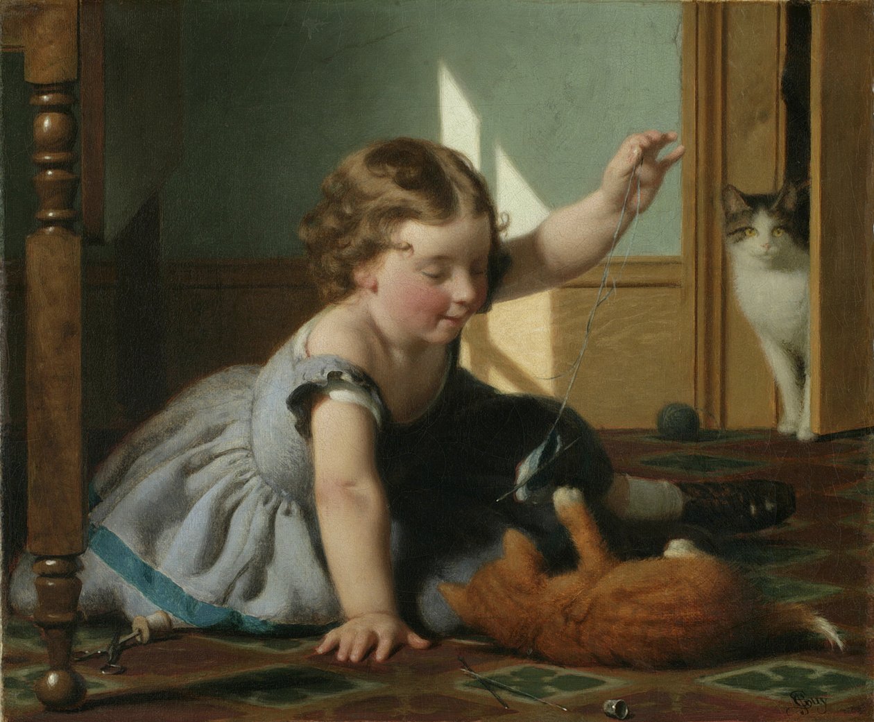 kız ve kedi yavrusu by Seymour Joseph Guy