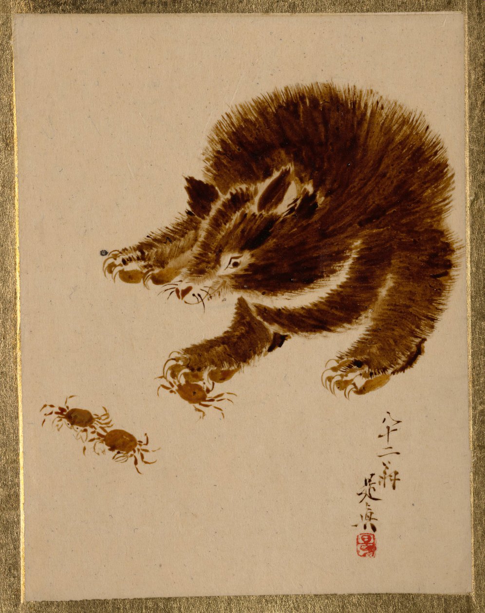 Ayı ve Yengeçler. by Shibata Zeshin