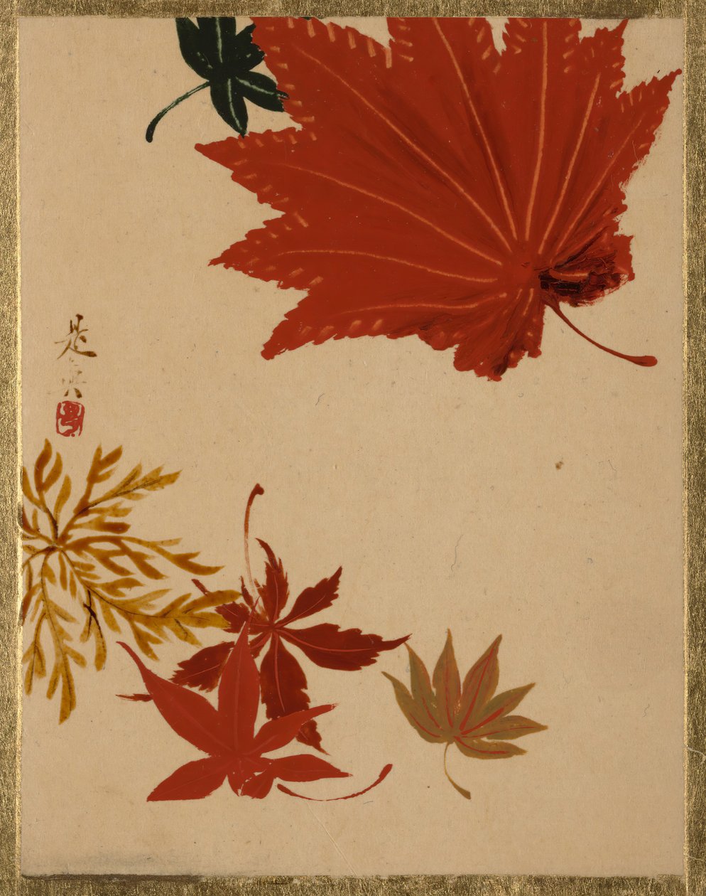 Akçaağaç yaprakları. by Shibata Zeshin