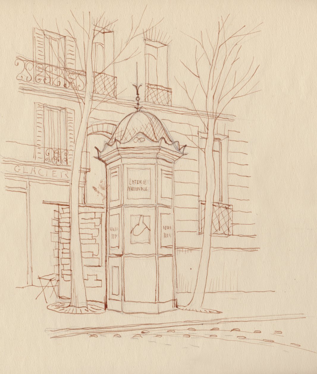 Reklam sütunu, Paris, Fransa, 1951. by Shirley Markham
