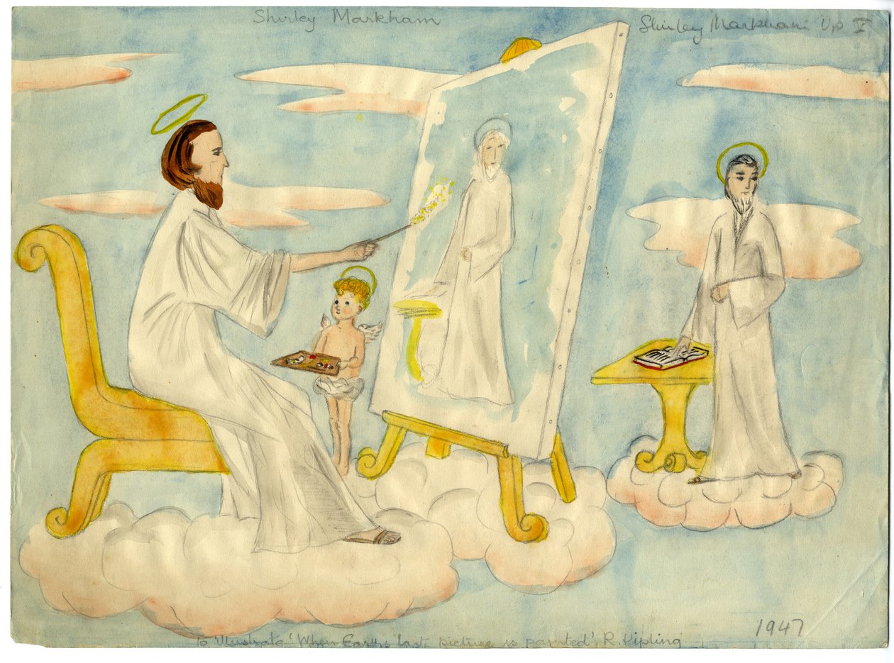 Melek bir resim çiziyor, 1947. by Shirley Markham