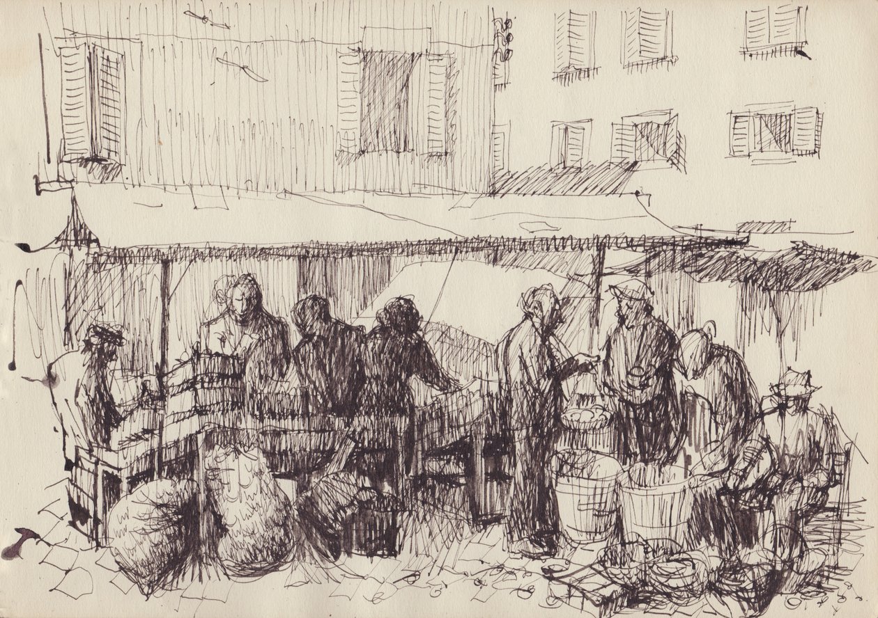 Pazar sahnesi, İtalya, c1950. by Shirley Markham