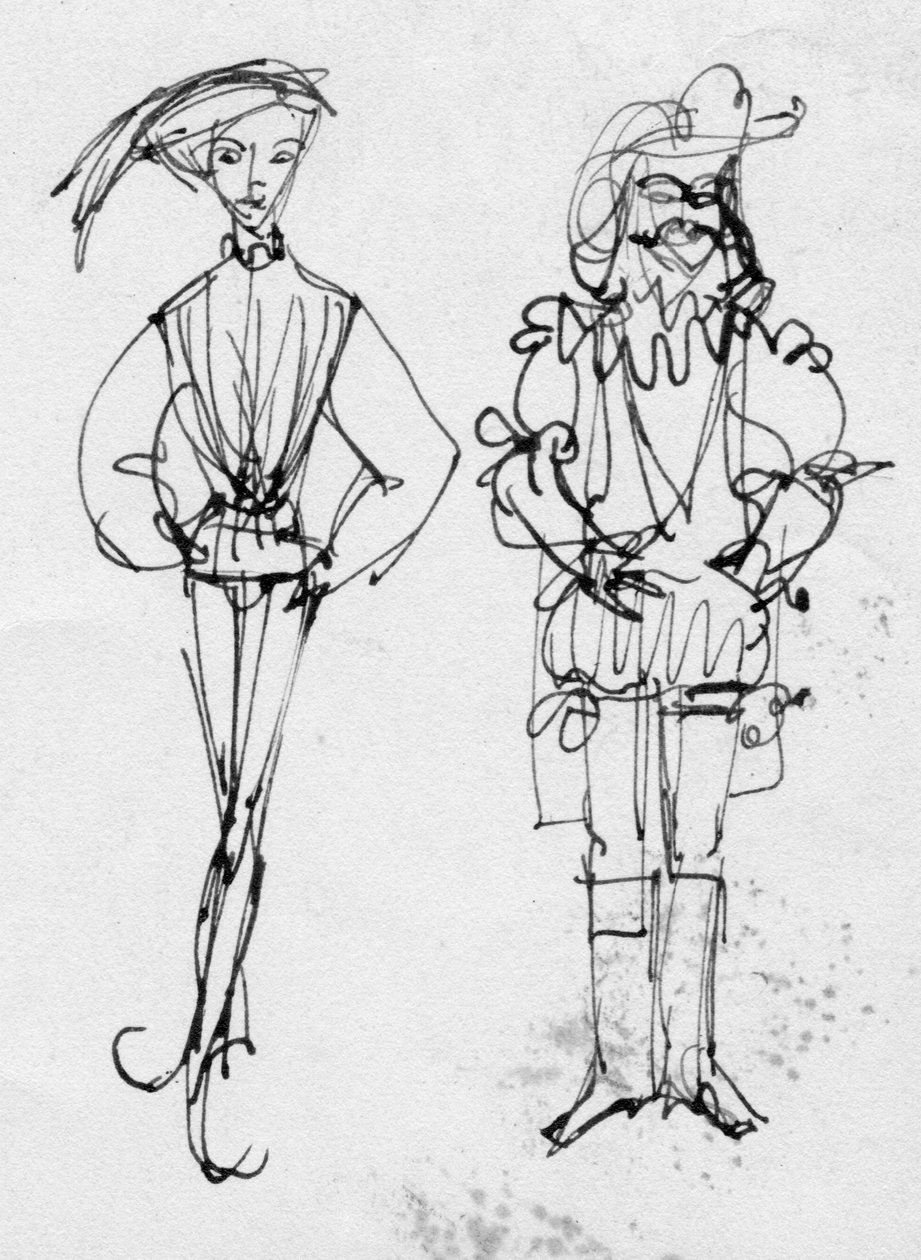 Dönem kostümlü erkekler, c1950. by Shirley Markham
