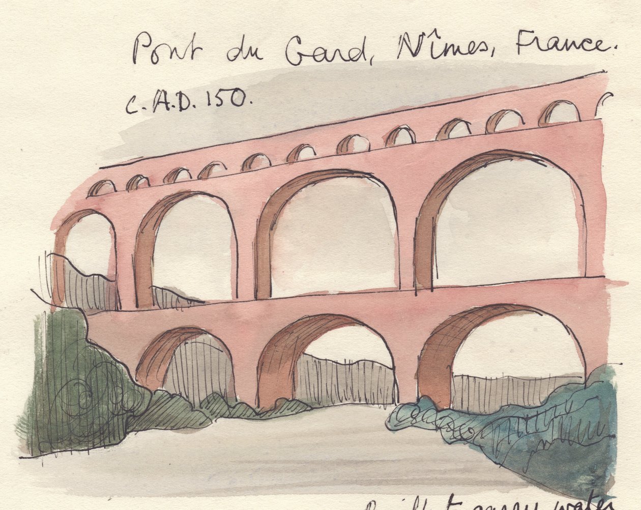 Pont du Gard, 1951. by Shirley Markham