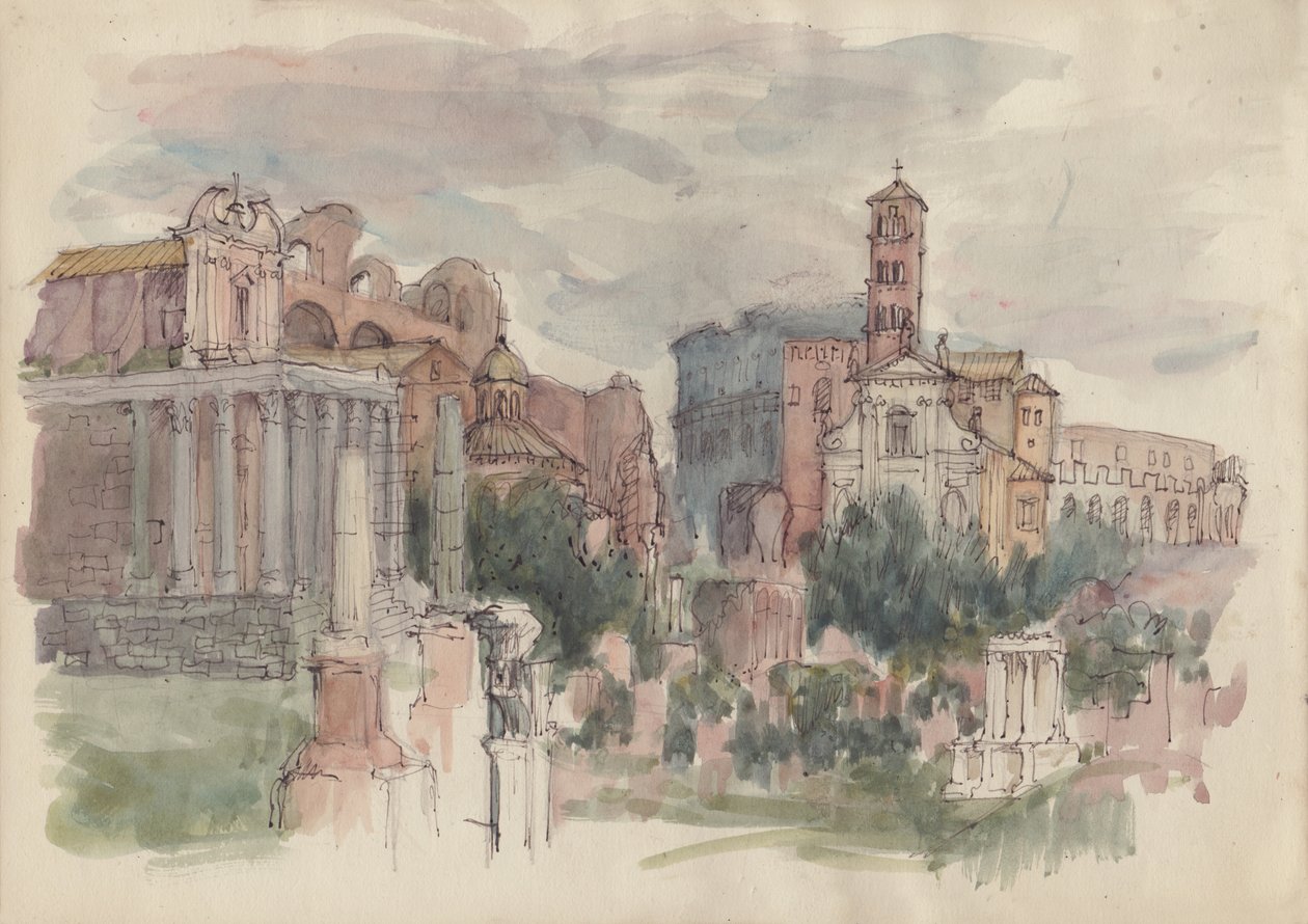 Forum, Roma, c1950. by Shirley Markham