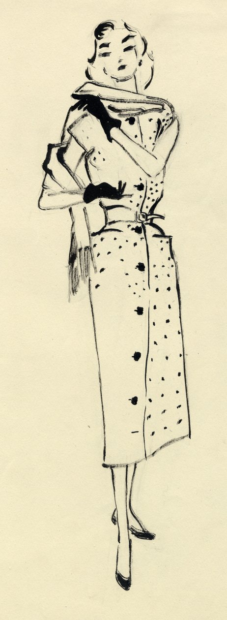 Benekli elbiseli kadın, c1950. by Shirley Markham