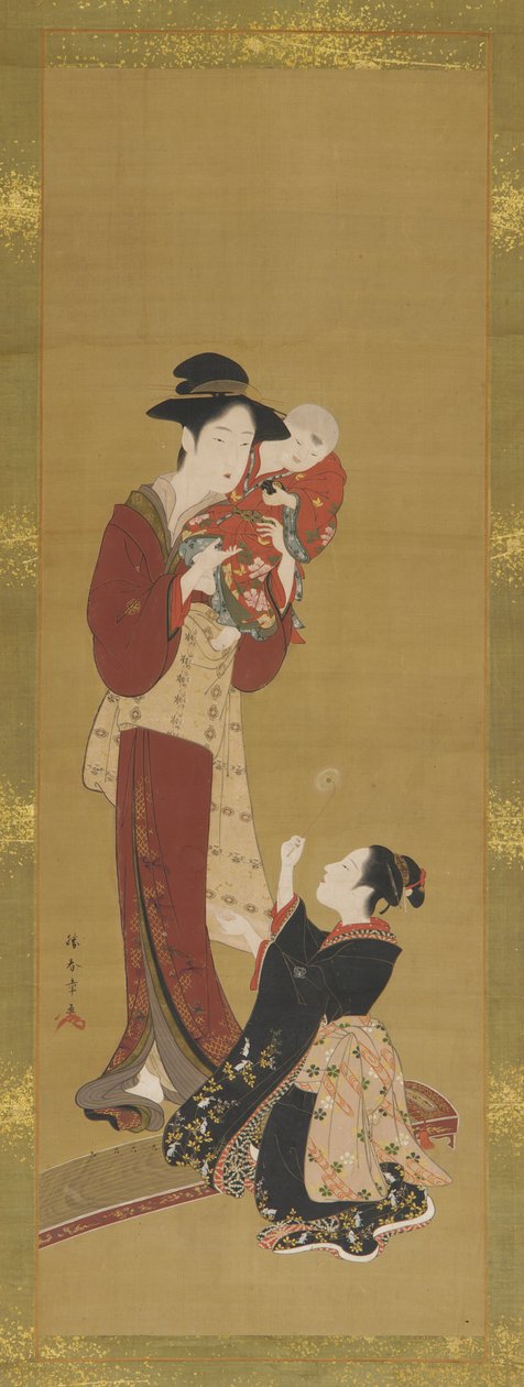 Kadın, bir bebek ve bir genç kız, 1726-1868. by Shunsho