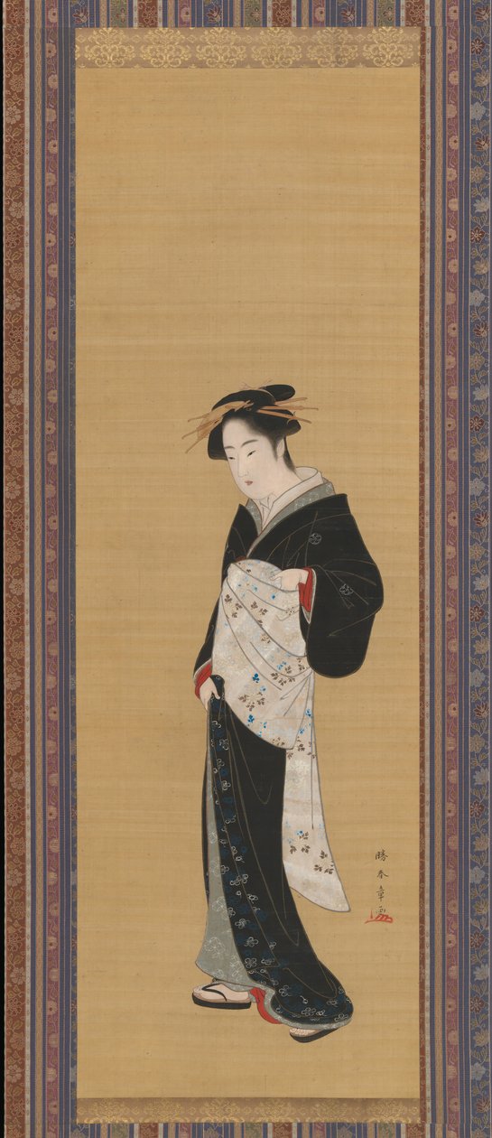 Siyah Kimonolu Kadın, 1783-89. by Shunsho