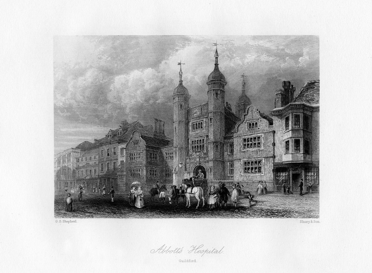 Abbotts Hastanesi, Guildford, 19. yüzyıl. by Shury and Son