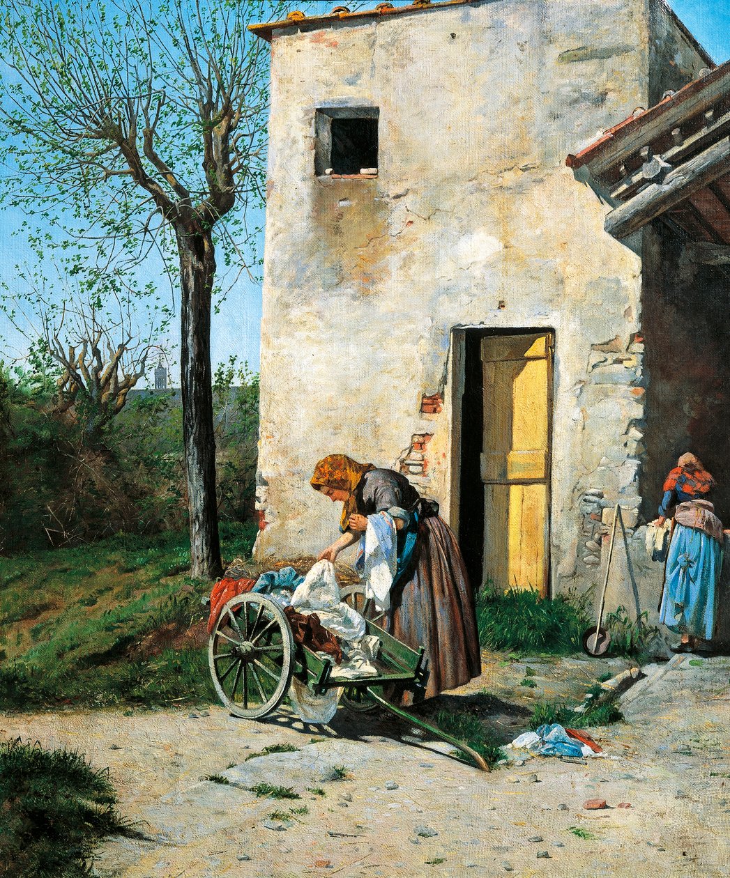 Floransa yakınlarındaki çamaşırcı kadınlar by Silvestro Lega
