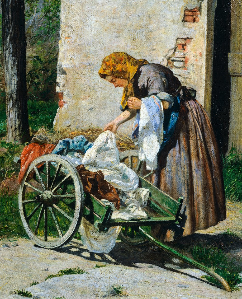 Floransa yakınlarındaki çamaşırcı kadınlar by Silvestro Lega