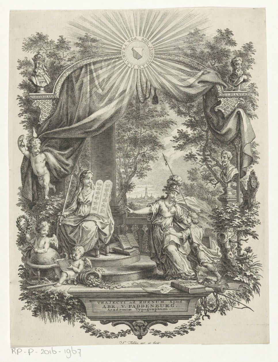 Minerva genç bir adam alır by Simon Fokke