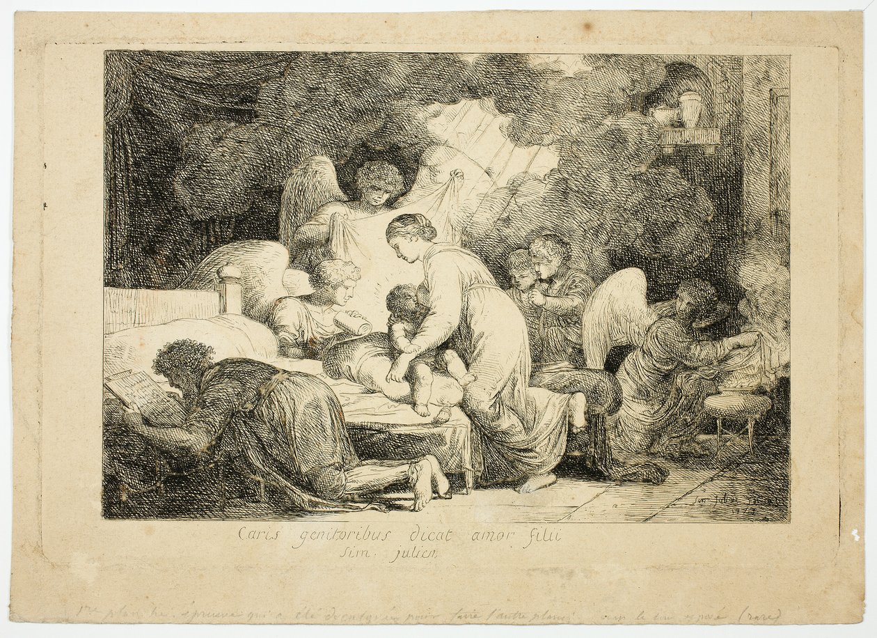 Meleklerin Hizmet Ettiği Kutsal Aile by Simon Julien