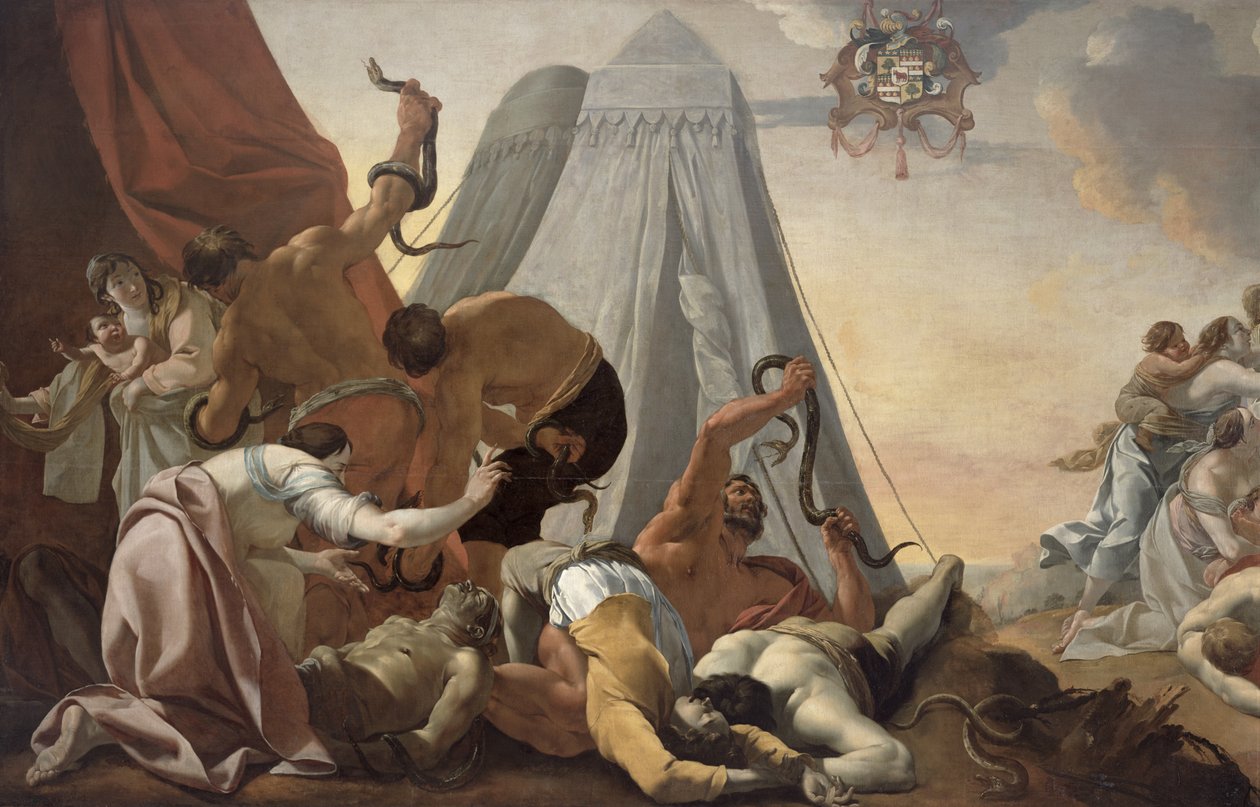 Bronz Yılan'a bakan İsrailoğulları by Simon Vouet