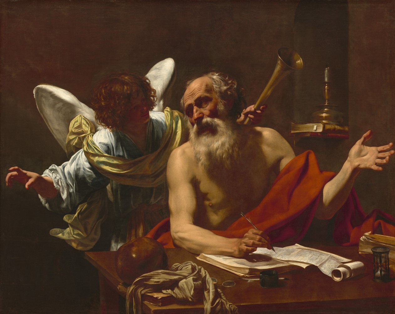 Aziz Jerome ve Melek by Simon Vouet