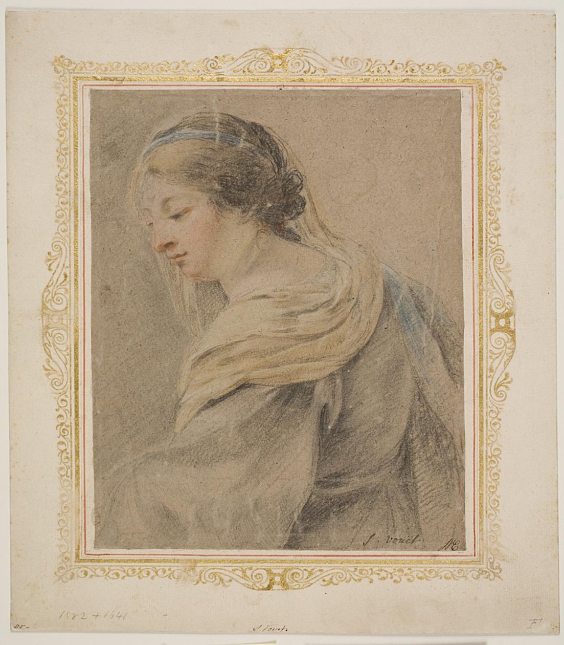 "Madonna ve Çocuk" için kadın çalışması by Simon Vouet