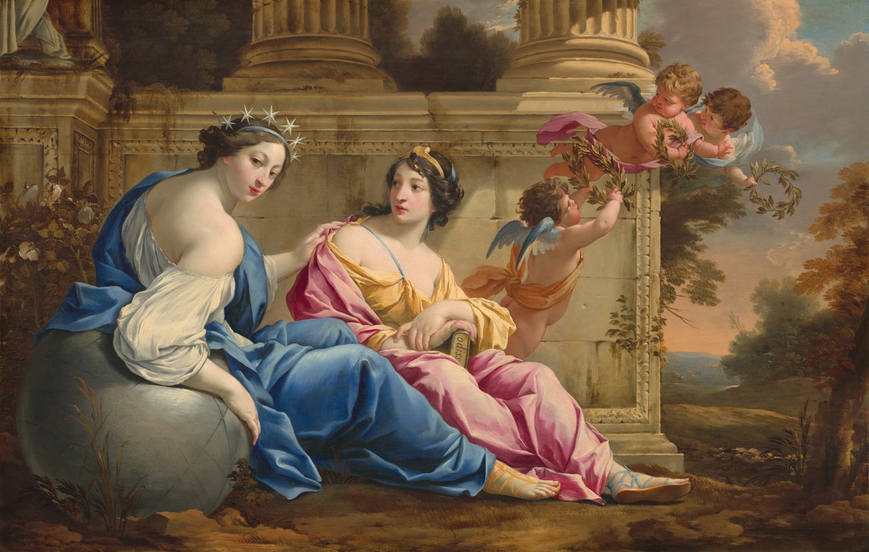 Muses Urania ve Calliope, c. 1634 by Simon Vouet