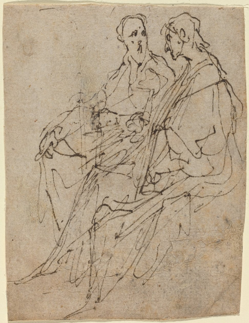İki Oturan Erkek Figürü by Sir Anthony van Dyck