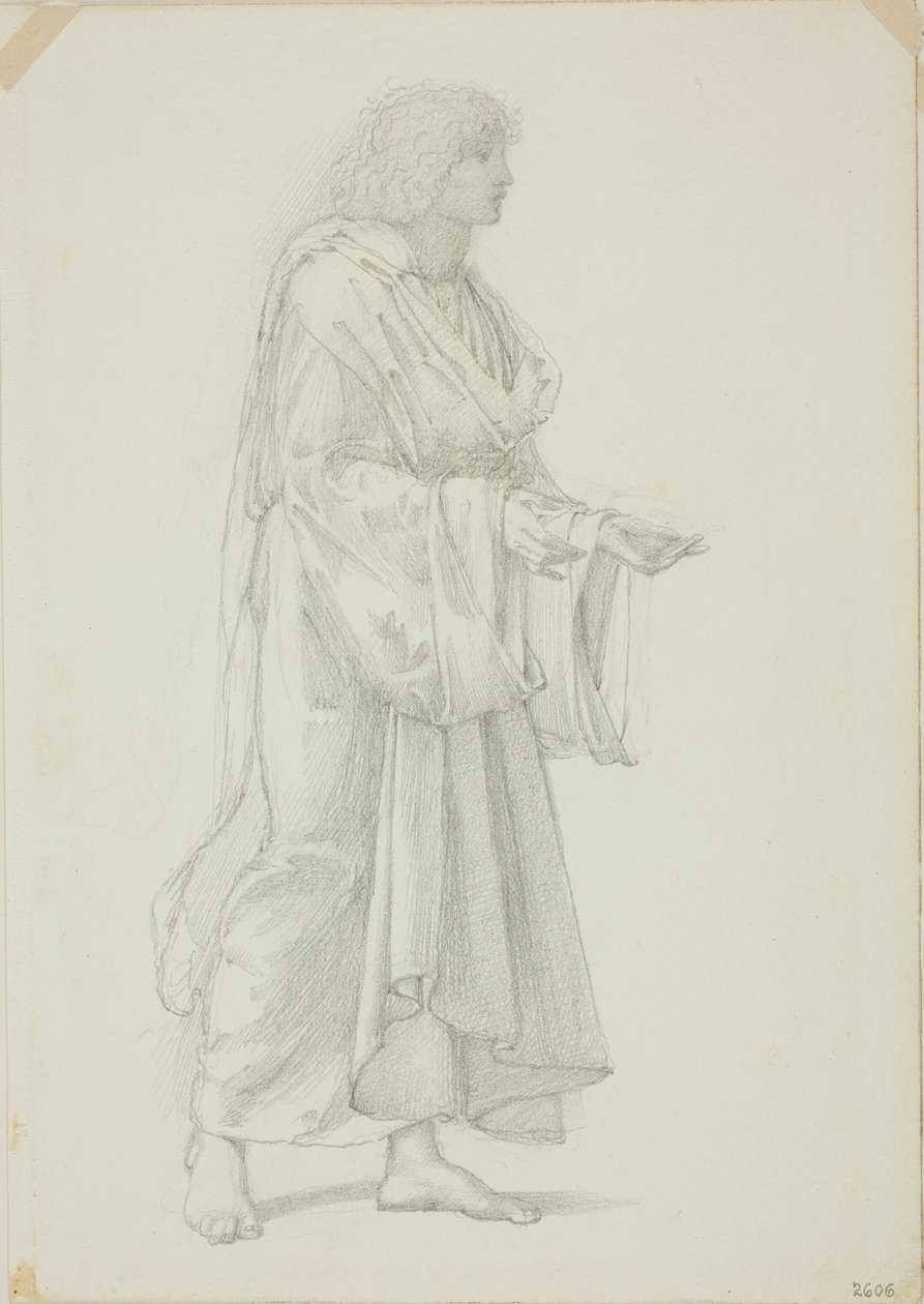 Drapeli Ayakta Erkek Figürü by Sir Edward Burne Jones