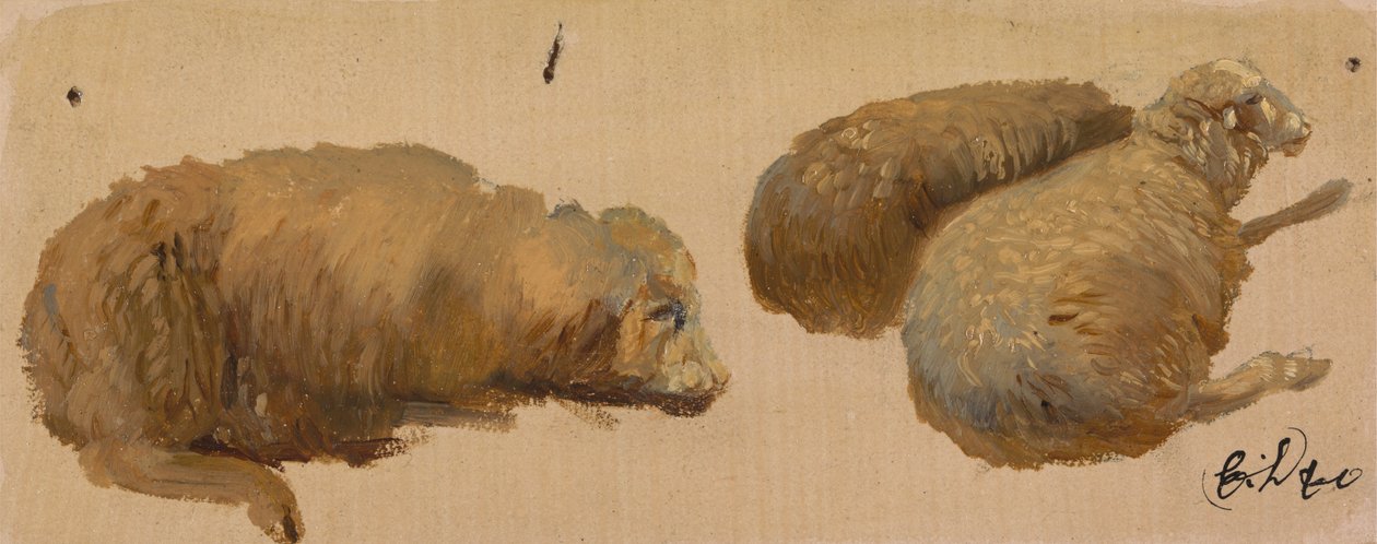 Dinlenen Üç Koyun by Sir Edwin Henry Landseer