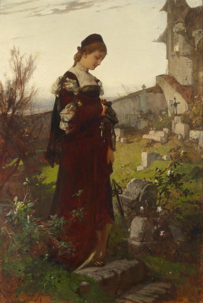Kız bir mezarlıkta by Sándor Liezen Mayer