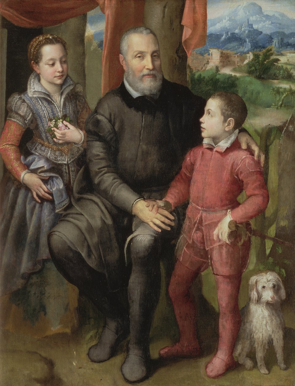 Sanatçının ailesinin portresi, Minerva (kız kardeş) Amilcare (baba) ve Asdrubale (erkek kardeş), 1559 by Sofonisba Anguissola