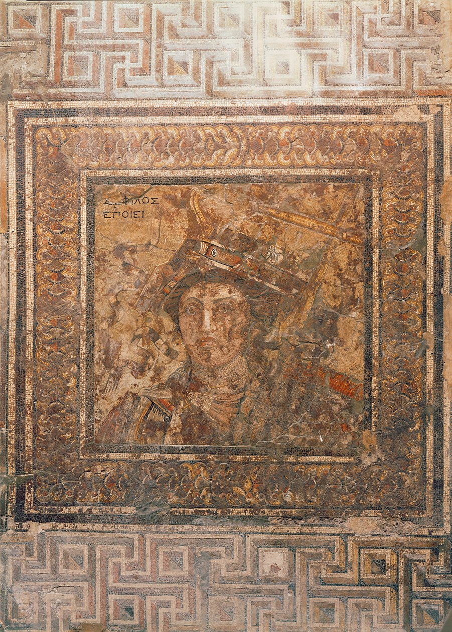 İskenderiye şehrinin kişileştirilmesi (mozaik) by Sophilos