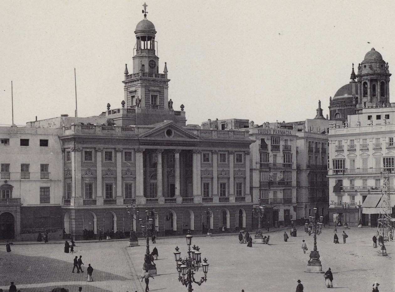 Cadiz: Plaza de Isabel II (s/b fotoğraf) by Spanish Photographer