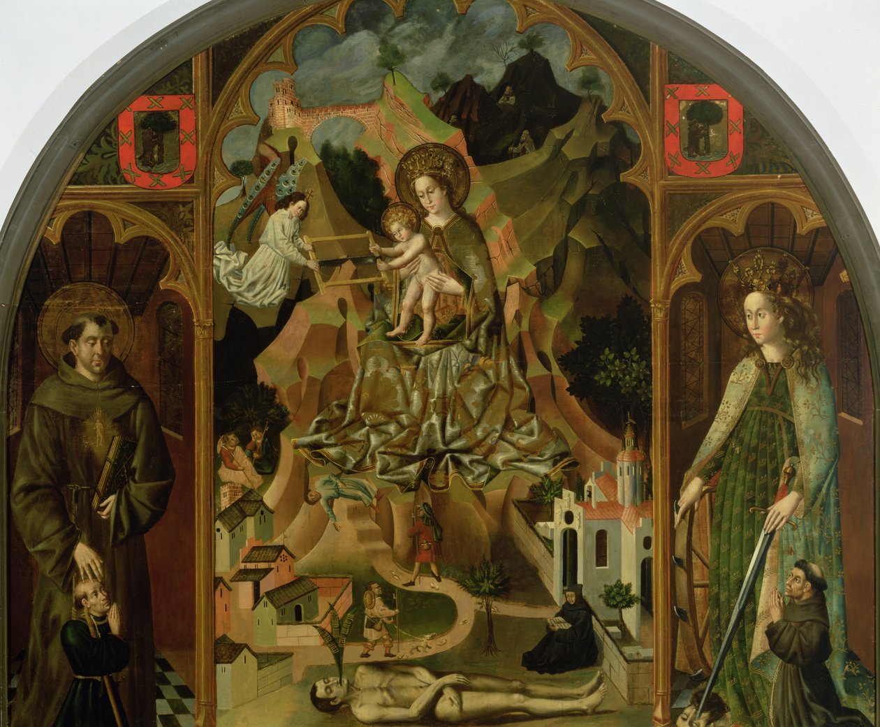 Manzaralı Montserrat Bakiresi (panel) by Spanish School
